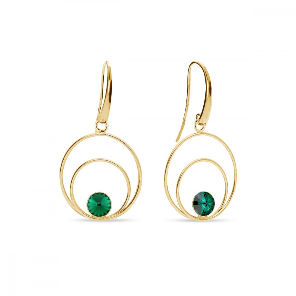 Náušnice zelené se Swarovski Elements Glory KWODG1122SS29EM Emerald