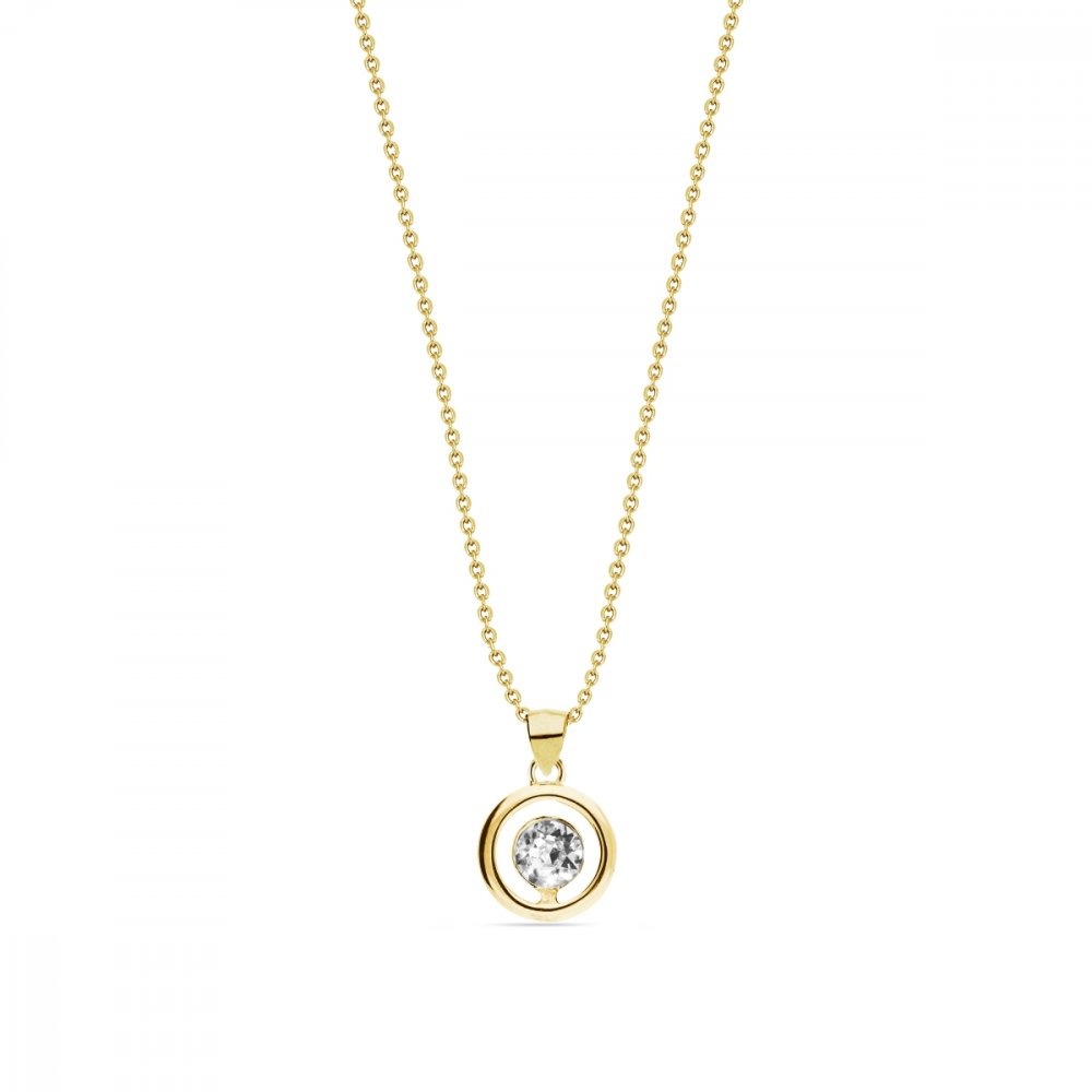 Náhrdelník čirý se Swarovski Elements Punct Gold NCG1088SS18C Krystal