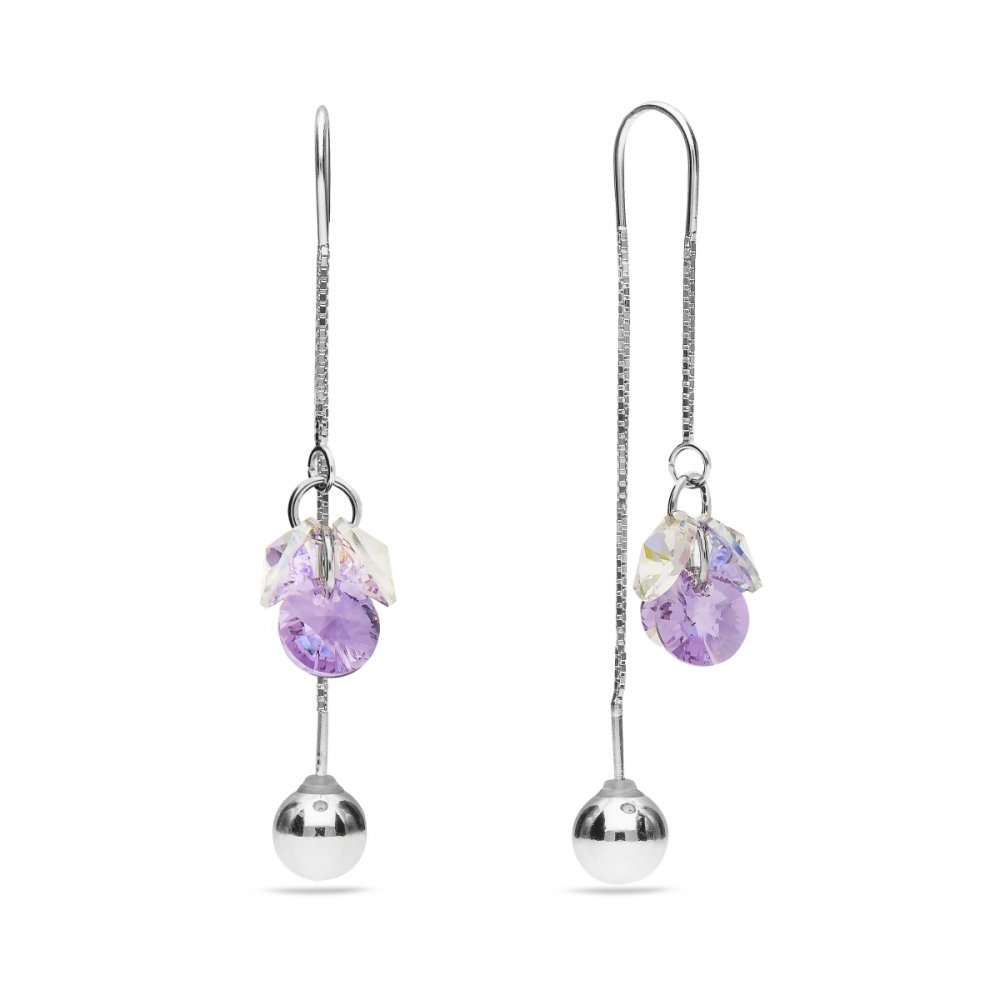 Náušnice fialové se Swarovski Elements Vinber KWKL6428ABV AB+Violet
