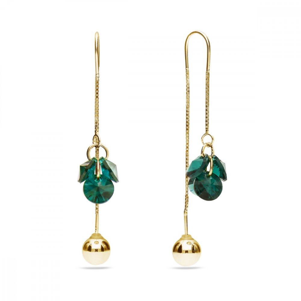 Náušnice zelené se Swarovski Elements Vinber Gold KWKLG6428EM Emerald
