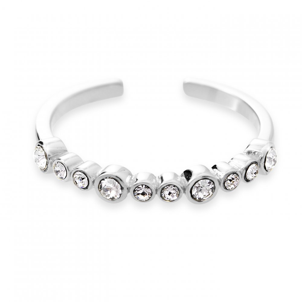 Stříbrný prsten bílý se Swarovski Elements kulatými křišťály Krystal