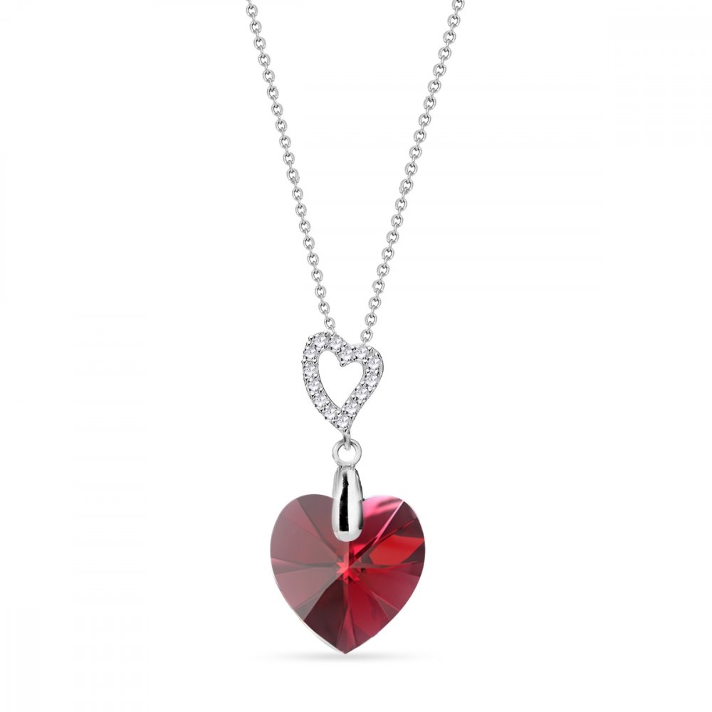 Levně Náhrdelník červený se Swarovski Elements Amore NCS622814SC Scarlet