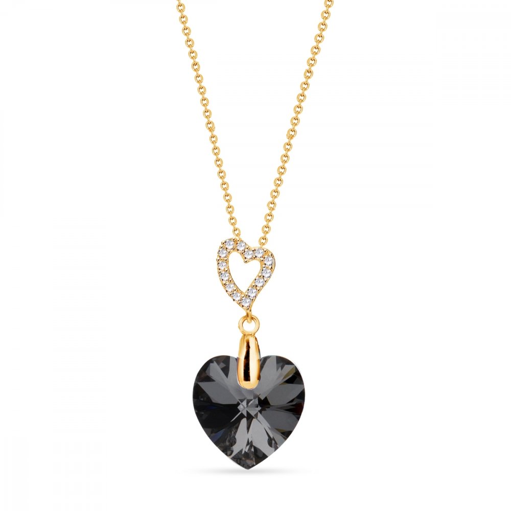 Levně Náhrdelník šedý se Swarovski Elements Amore NCSG622814SN Silver Night