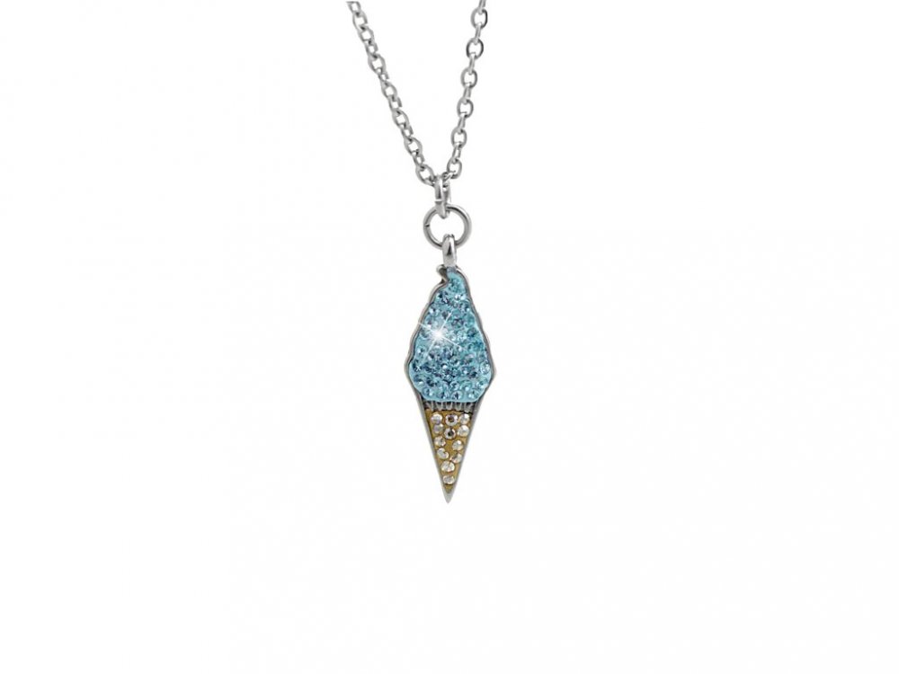 Ocelový náhrdelník zmrzlina s krystaly Swarovski Elements Aqua