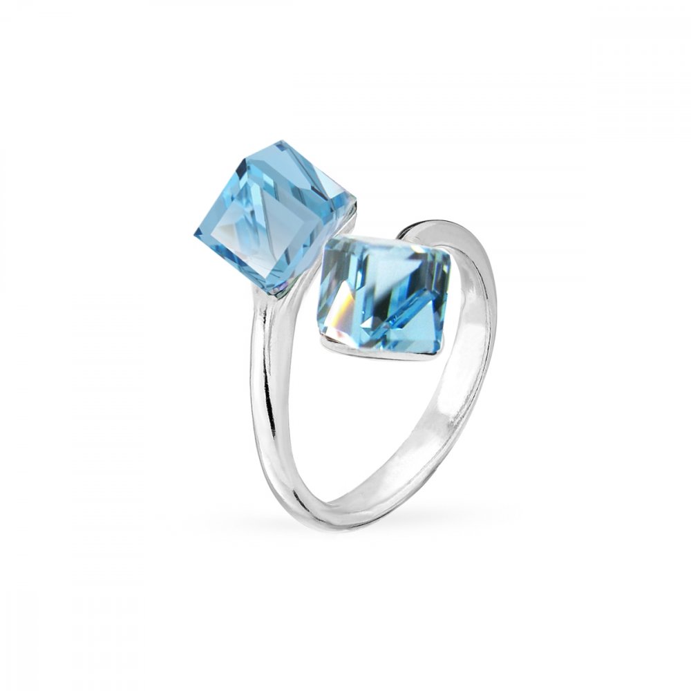 Prsten se Swarovski Elements Cube P48416PAQ Aqua 6 mm