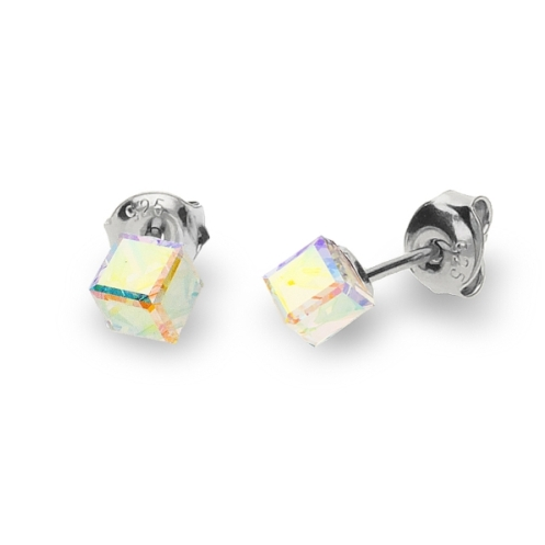 Náušnice se Swarovski Elements Small Cube Studs K48414AB AB