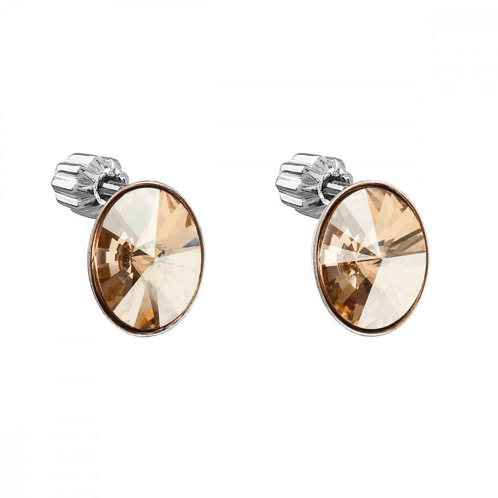 Stříbrné náušnice pecka s krystaly Swarovski zlatý ovál 31274.5 Golden Shadow