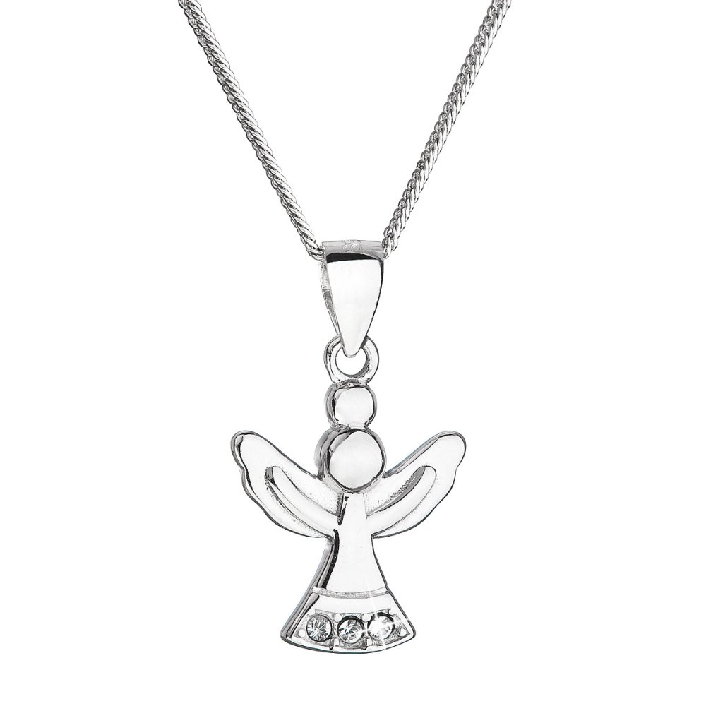 Stříbrný náhrdelník anděl se Swarovski krystaly bílý 32078.1 Krystal