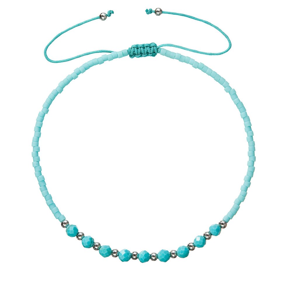 Levně Textilní Miyuki náramek tyrkys 13037.3 turquoise