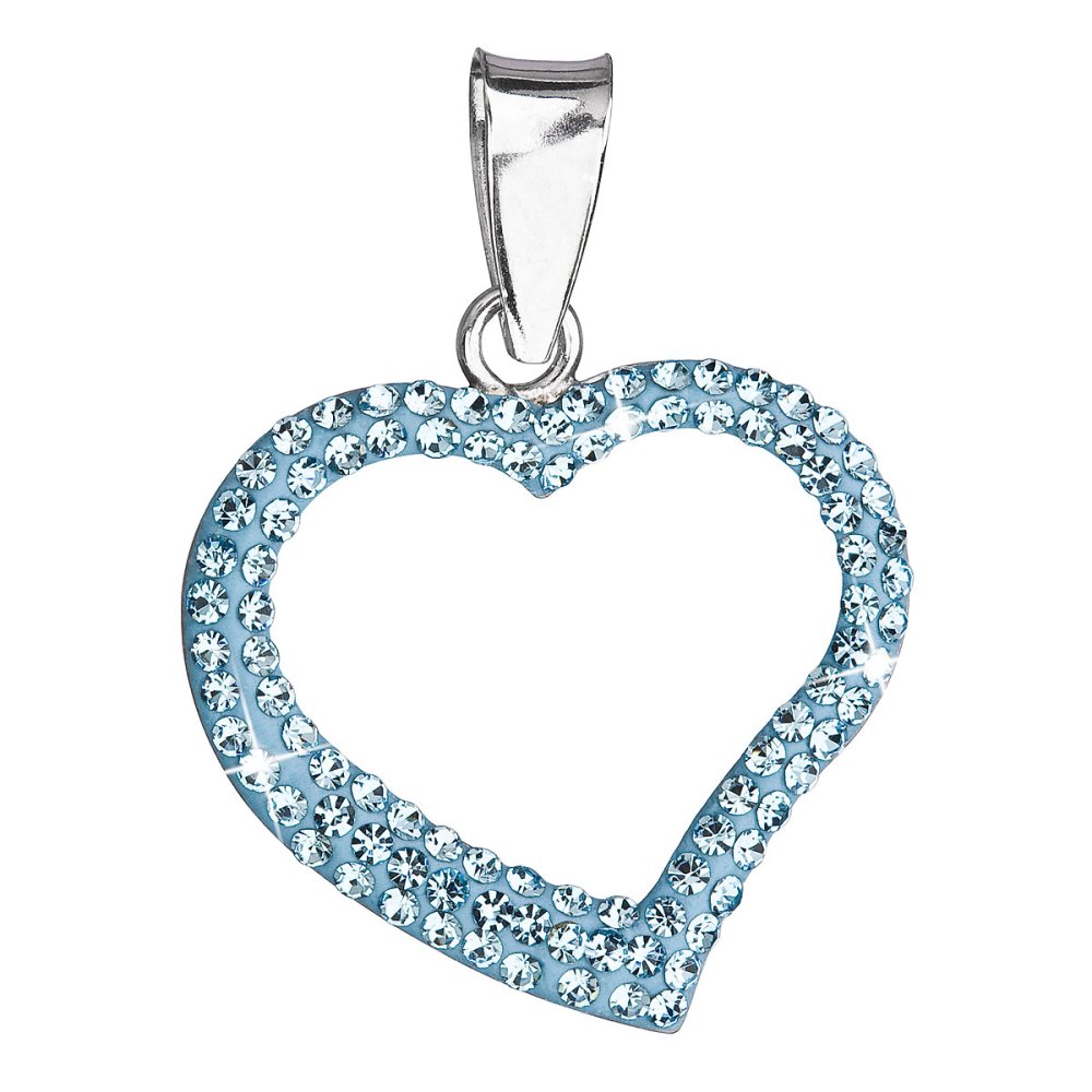 Stříbrný přívěsek s krystaly Swarovski modré srdce 34093.3 Aqua