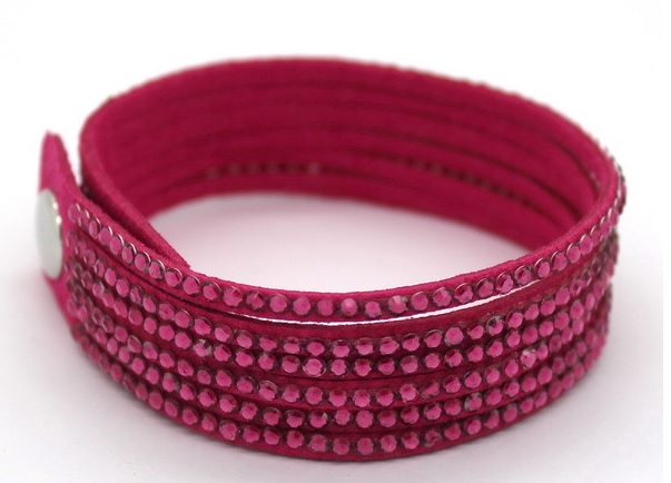 Náramek SLAKE růžový s křišťály