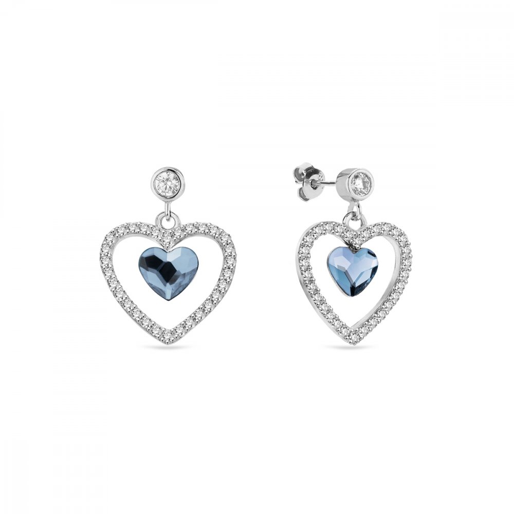 Levně Náušnice modré se Swarovski Elements Amour KCC28086DB Denim Blue