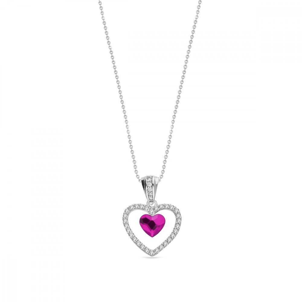Náhrdelník růžový se Swarovski Elements Amour NCC28086F Fuchsia