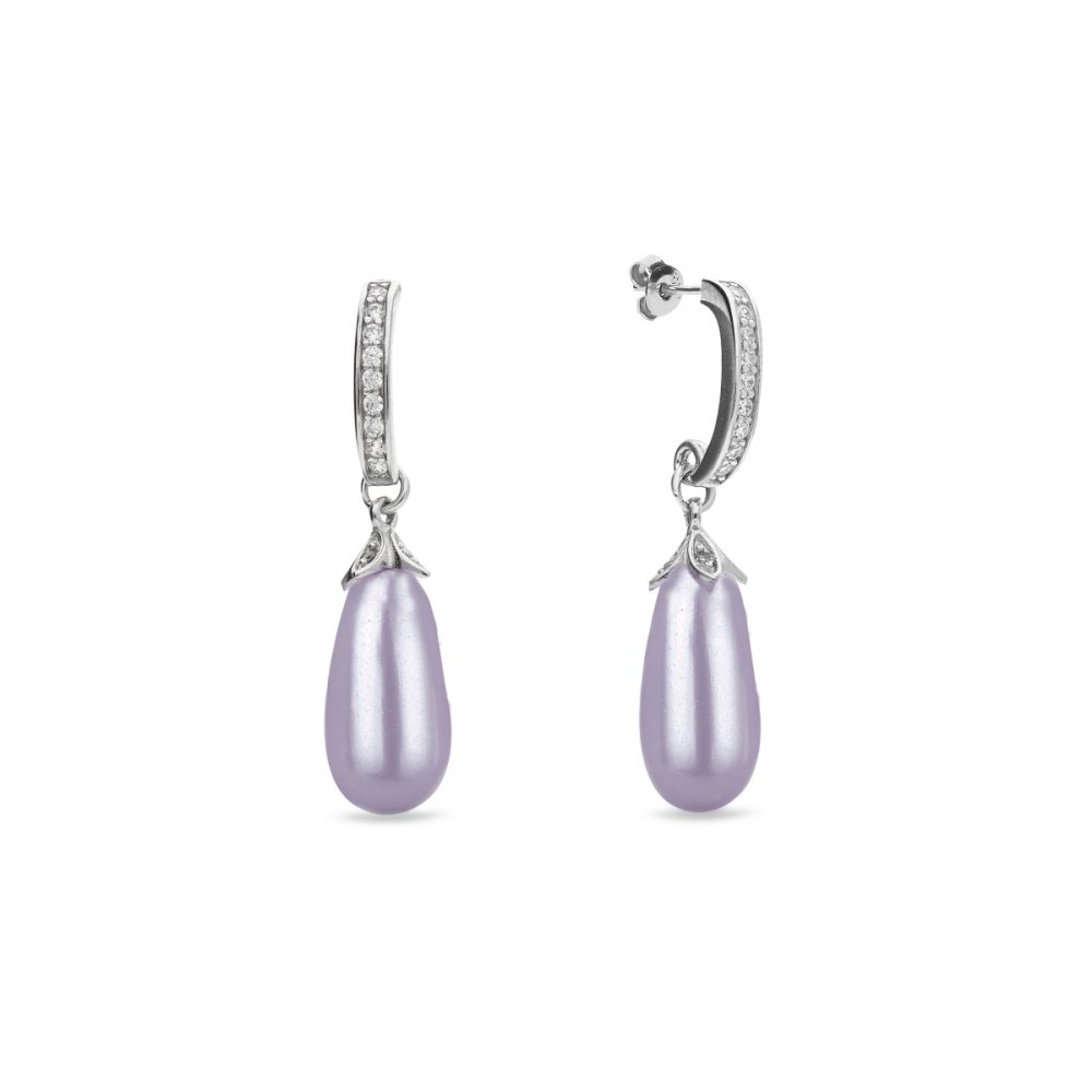 Levně Náušnice se Swarovski Elements perla Lavender