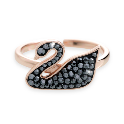 Prsten se Swarovski Elements labuť Hematite