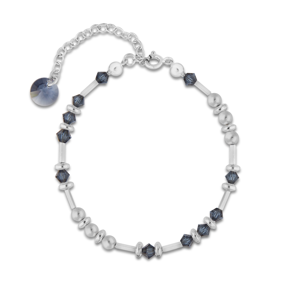 Levně Náramek modrý se Swarovski Elements Clematis B58105328LGM Montana