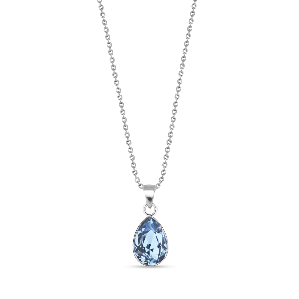 Stříbrný náhrdelník se Swarovski Elements modrá kapka Baroque N432010AQ Aqua