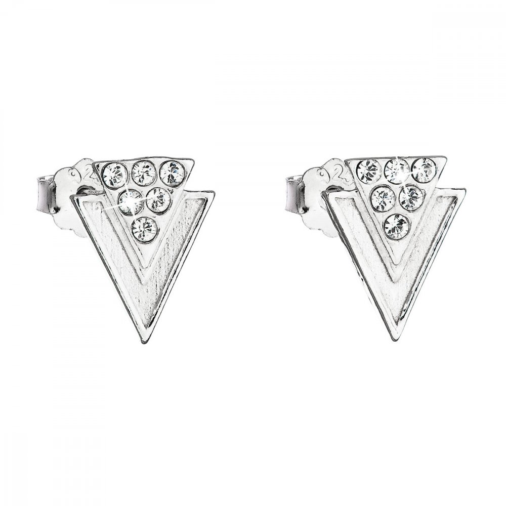 Stříbrné náušnice pecka s krystaly Swarovski bílé 31226.1 Krystal