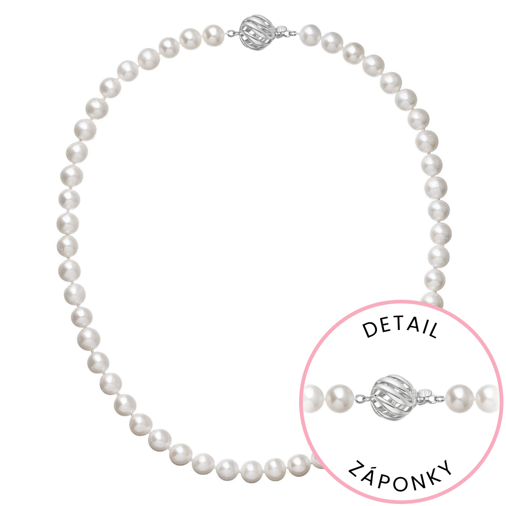 Perlový náhrdelník z říčních perel se zapínáním z bílého 14 karátového zlata 822003.1/9264B bílý