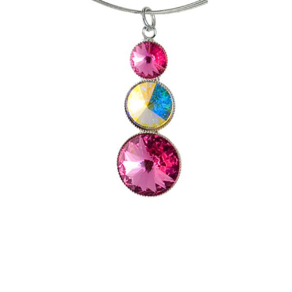 Levně Náhrdelník Rivoli se Swarovski Elements s třemi kameny Rose