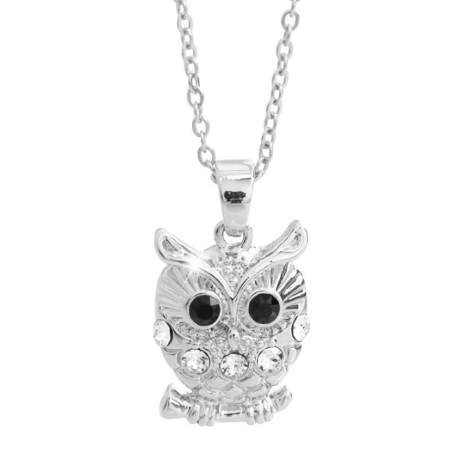 Náhrdelník čirý sova s krystaly Swarovski Elements Krystal