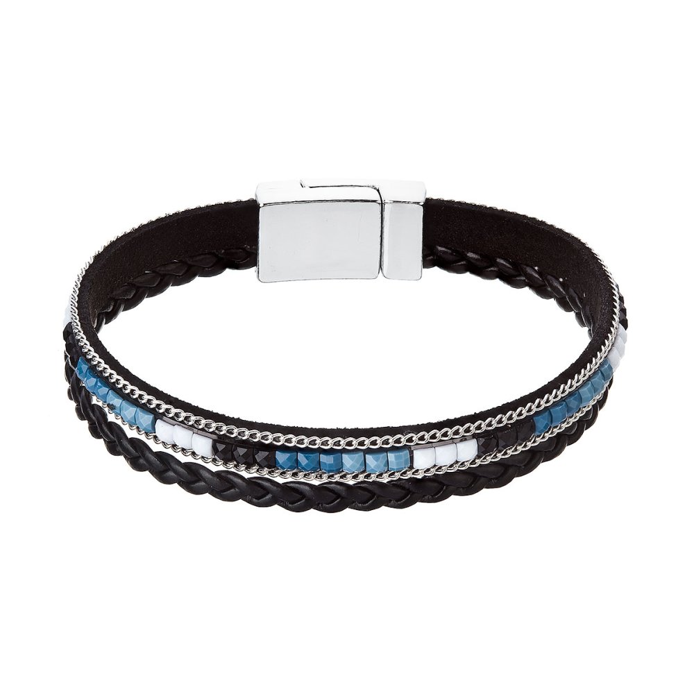 Levně Náramek černý textilní 53009.3 black
