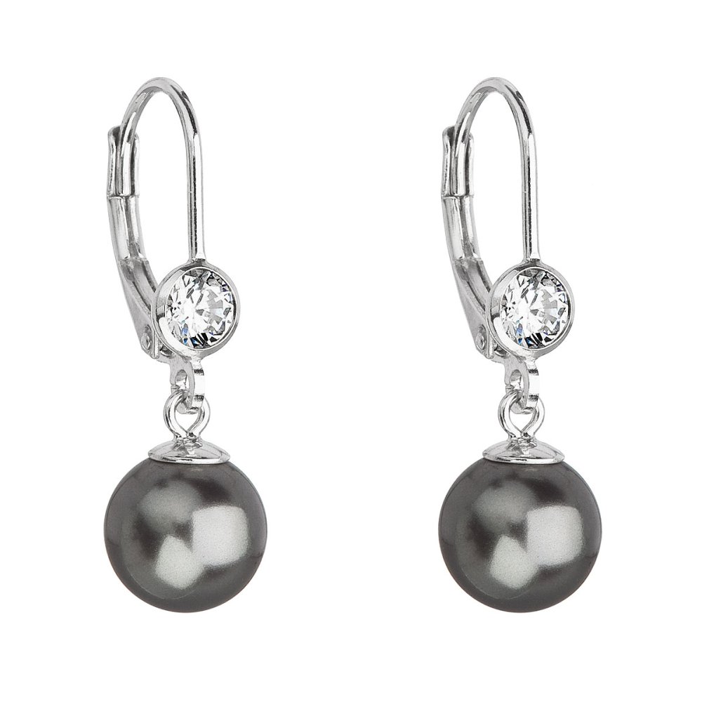 Levně Perlové náušnice se Swarovski Elements 31196.3 Grey