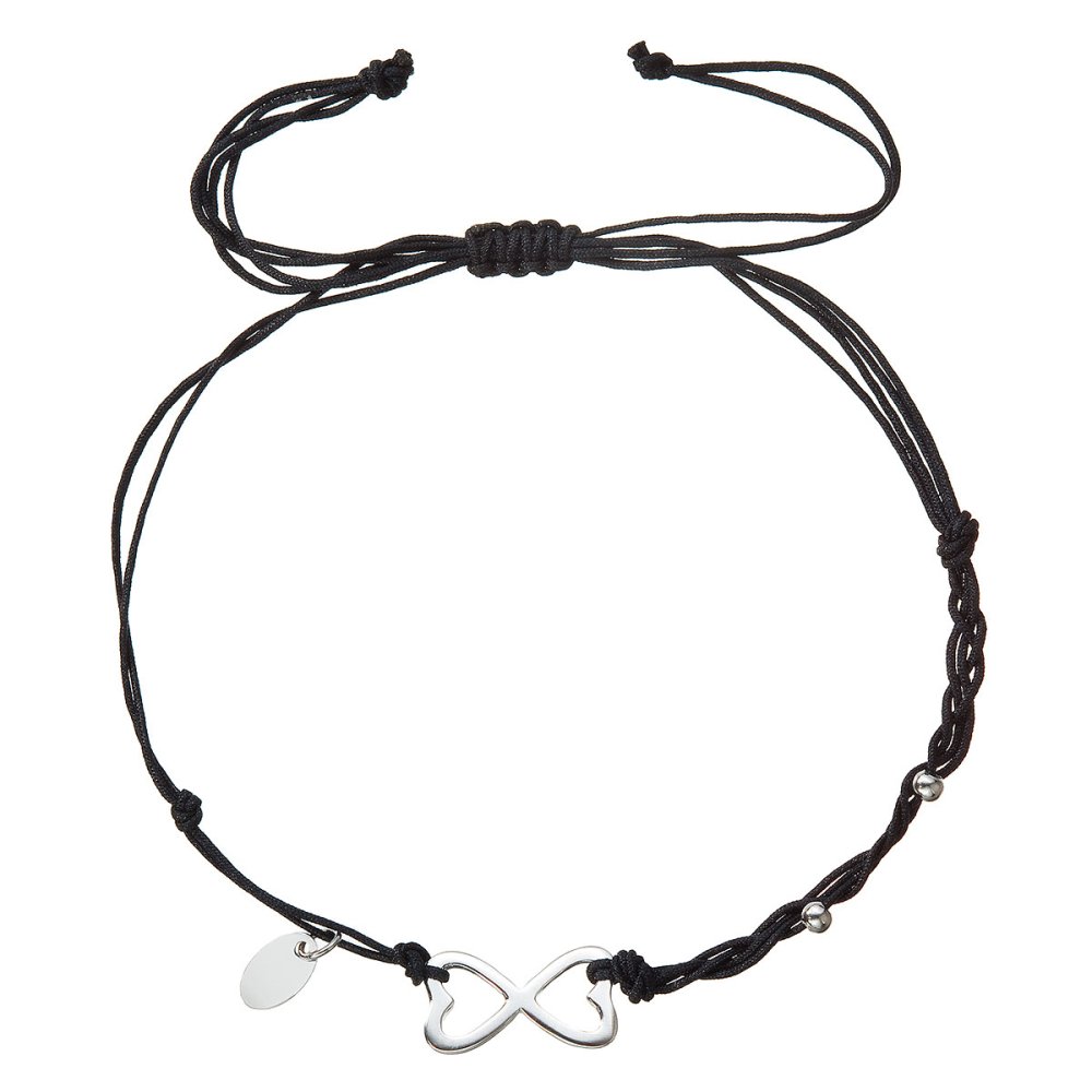 Levně Kabbalah náramek se stříbrným nekonečnem 13048.3 black