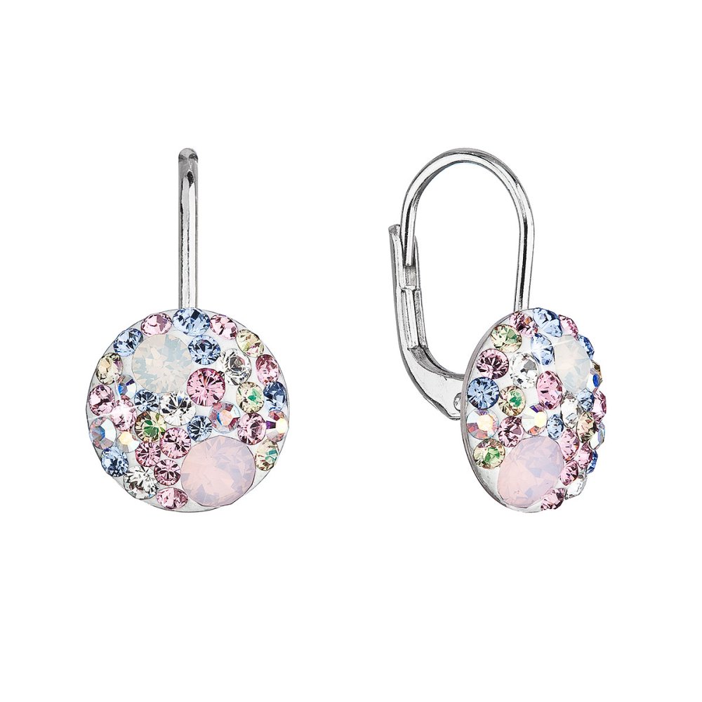 Stříbrné náušnice visací s krystaly Swarovski růžové jemné 31315.3 Magic Rose
