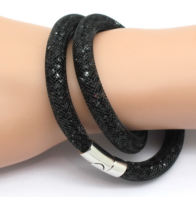 Náramek černý Stardust s křišťály dvojitý