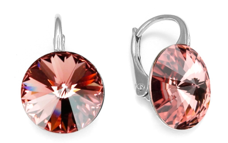 Náušnice růžové Rivoli se Swarovski Elements Sweet Candy  K112212BLR Blush Rose 12 mm
