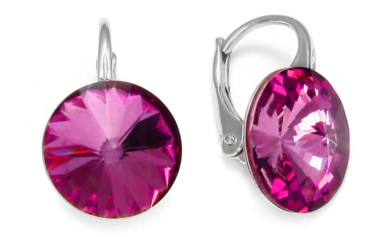 Náušnice růžové Rivoli se Swarovski Elements Sweet Candy K112212F Fuchsia 12 mm