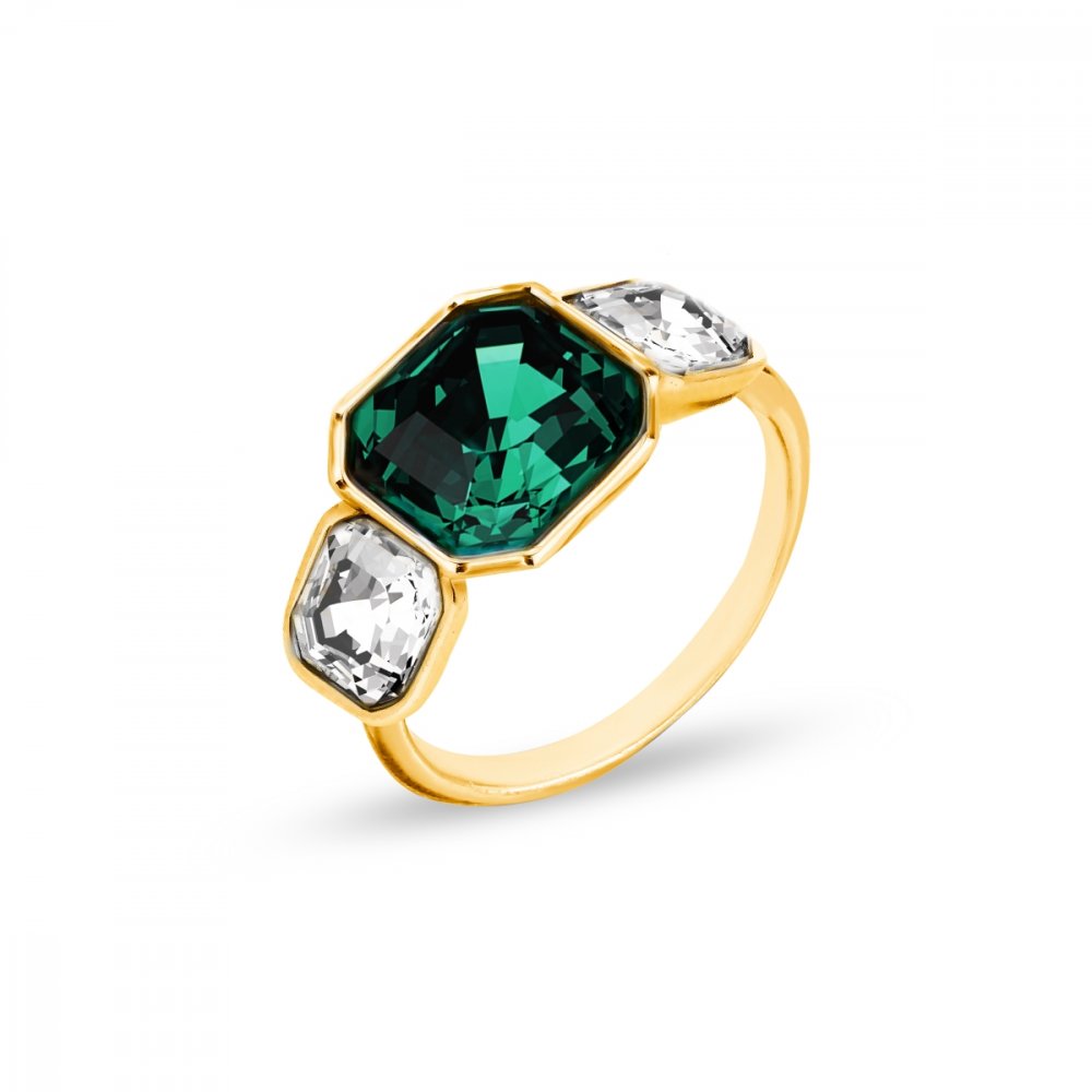 Levně Prsten zelený se Swarovski Elements Imperial Trio PG44803EMC Emerald 52