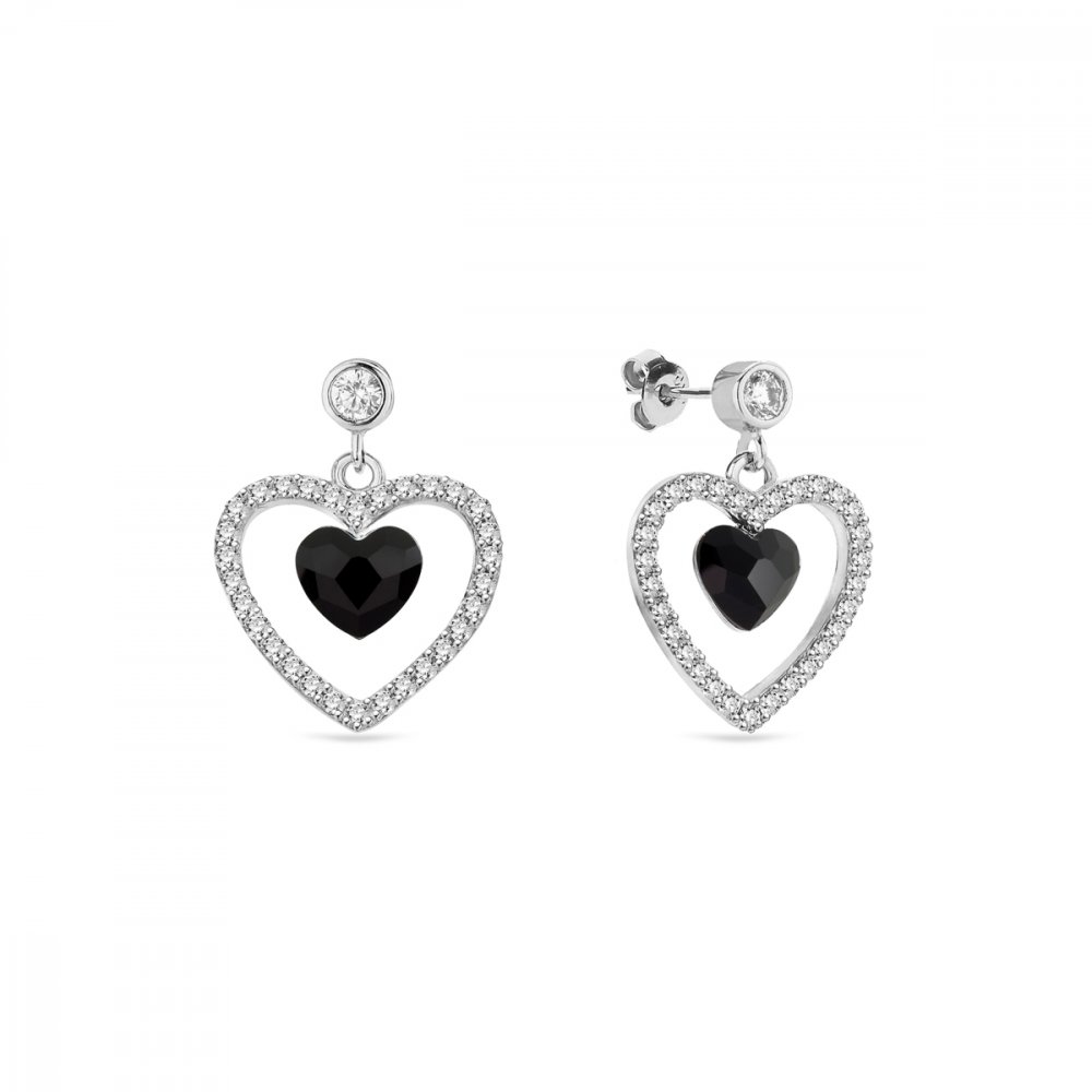 Levně Náušnice černé se Swarovski Elements Amour KCC28086J Jet