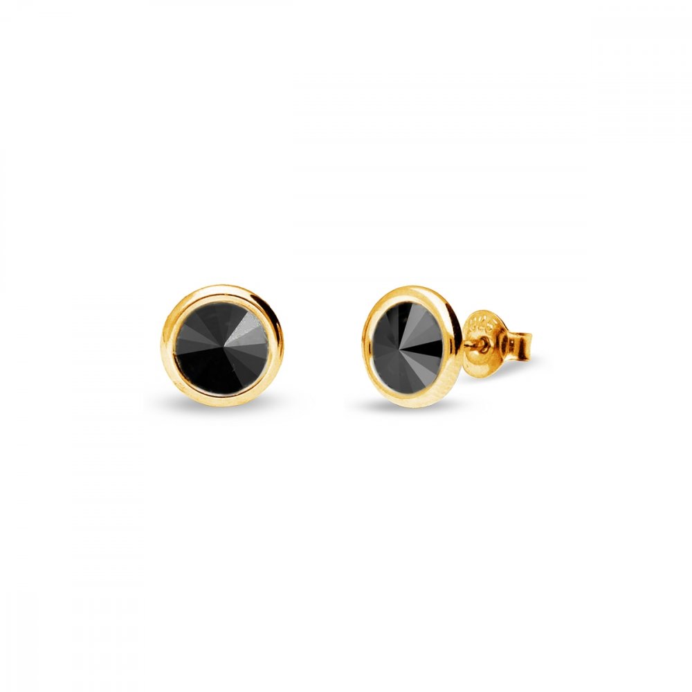 Náušnice černé stříbrné pozlacené se Swarovski Elements Tiny Bonbon Studs KRG1122SS29J Jet 6 mm