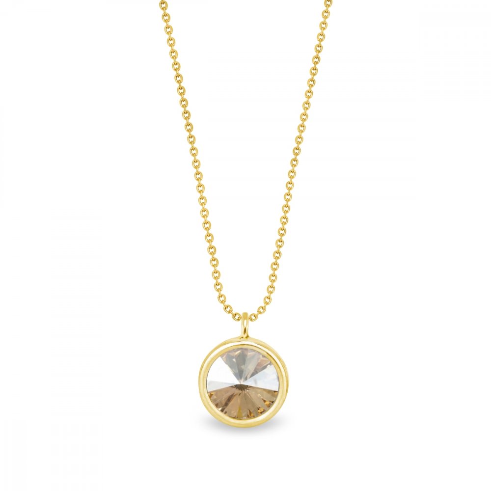 Levně Náhrdelník stříbrný pozlacený se Swarovski Elements Birthday Stone NBG1122SS29GS Gold Shadow - Květen