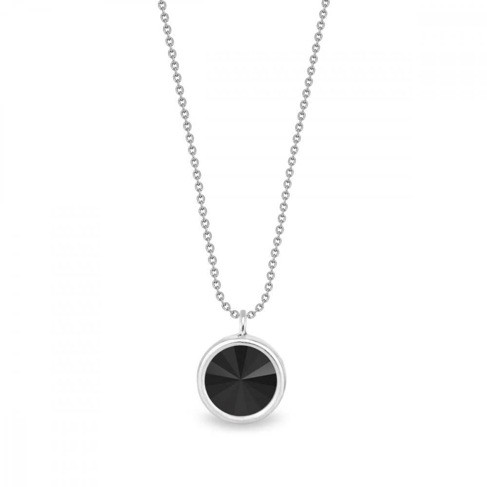 Stříbrný náhrdelník černý se Swarovski Elements Birthday Stone NB1122SS29J Jet - Leden