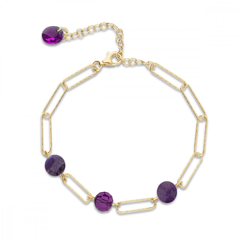Stříbrný pozlacený náramek fialový Trilliant BG4706AM6AMD Amethyst