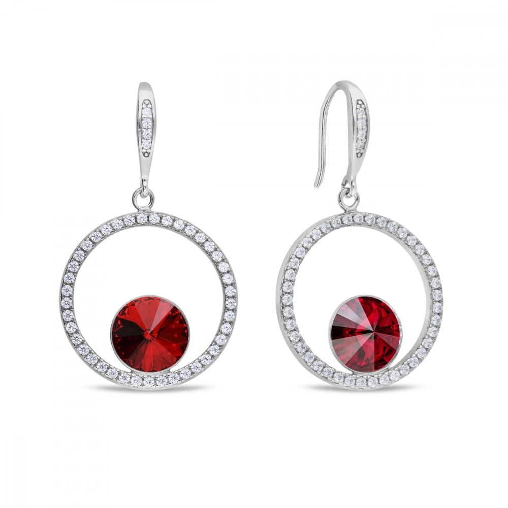 Stříbrné náušnice červené se Swarovski Elements Orbita KWCD1122SS39SC Scarlet