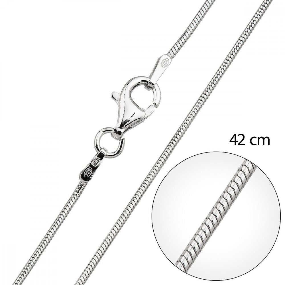 Stříbrný kulatý hadí řetízek 30002 délka 42 cm
