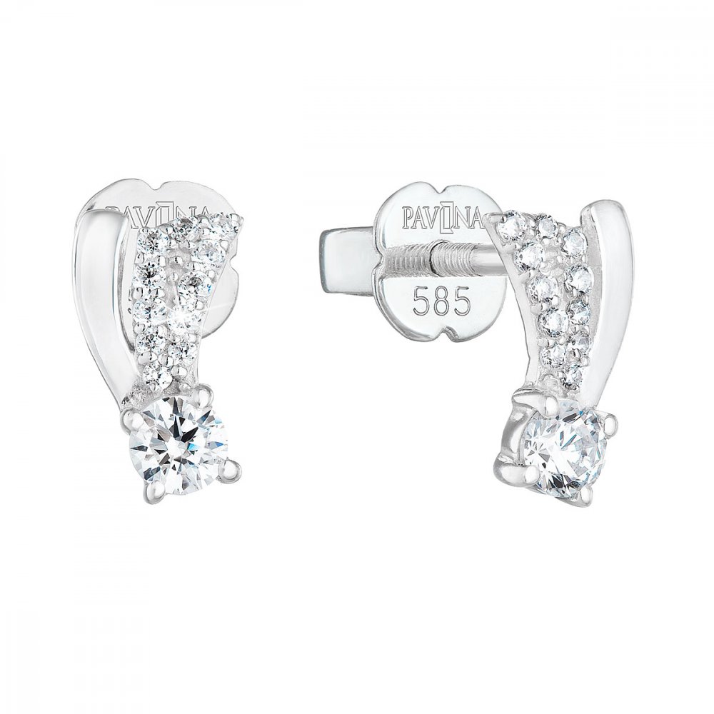 Zlaté náušnice 81008.1 bílé zlato s briliantem