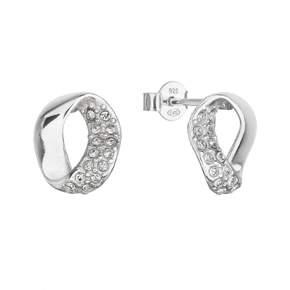Stříbrné náušnice pecky s krystaly Swarovski oválné 31308.1 Krystal