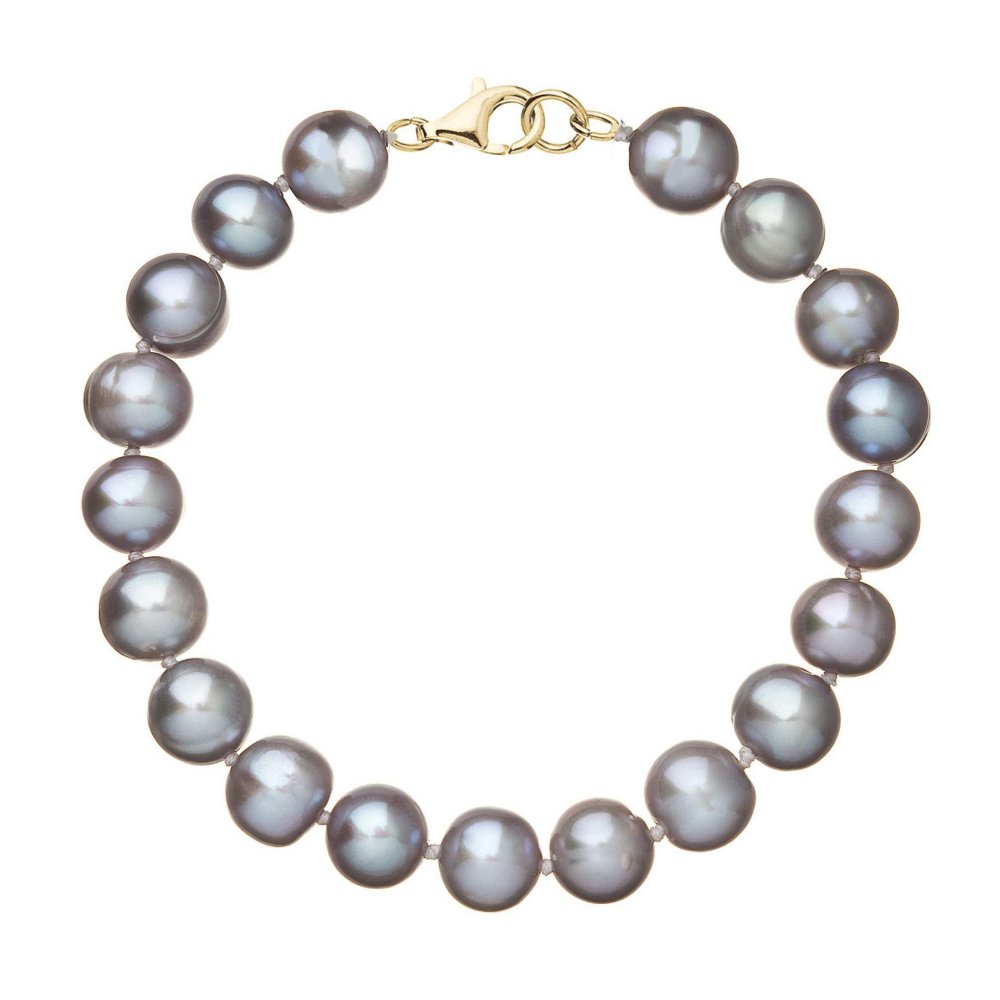 Perlový náramek z říčních perel se zapínáním ze 14 karátového zlata 923010.3/9260 grey,Perlový náramek z říčních perel se zapínáním ze 14 karátového z