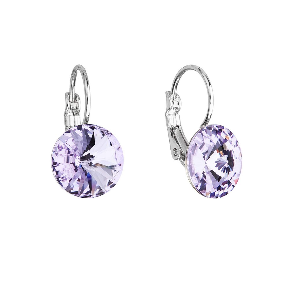 Náušnice Rivoli se Swarovski Elements Violet 12 mm