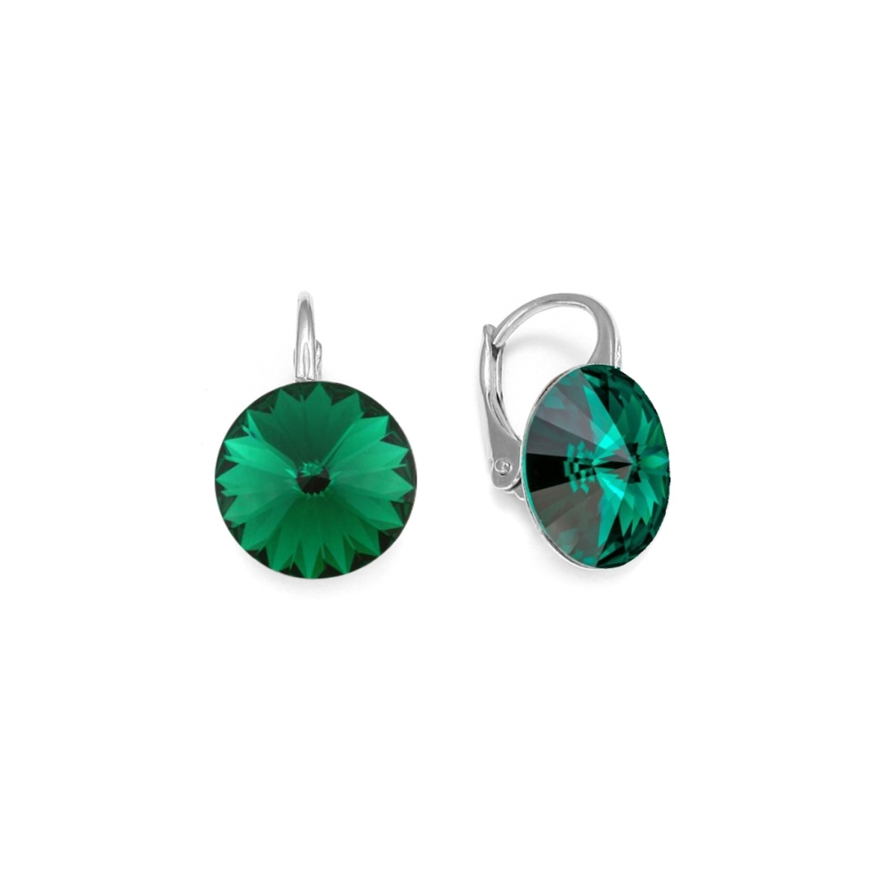 Levně Náušnice zelené Rivoli se Swarovski Elements Sweet Candy K112212EM Emerald 12 mm