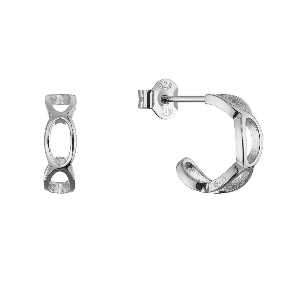 Levně Stříbrné náušnice elegantní půlkruhy 61166