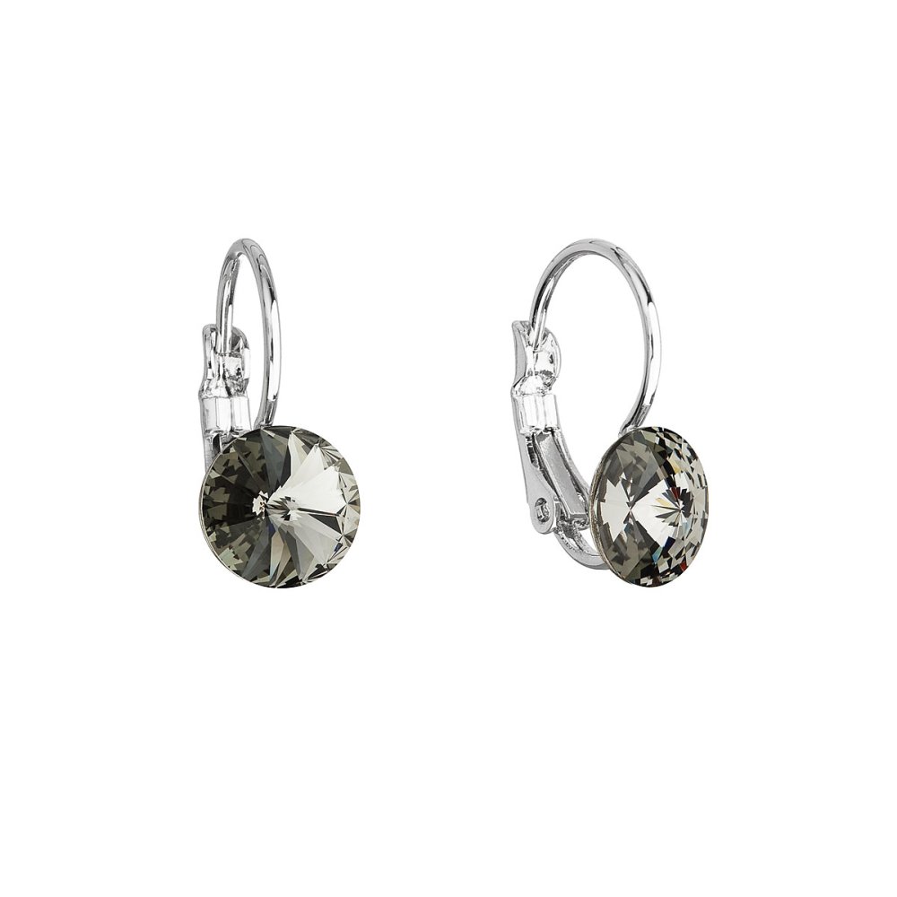 Levně Náušnice bižuterie s křišťály Preciosa šedé kulaté 51031.3 Bl.diamond