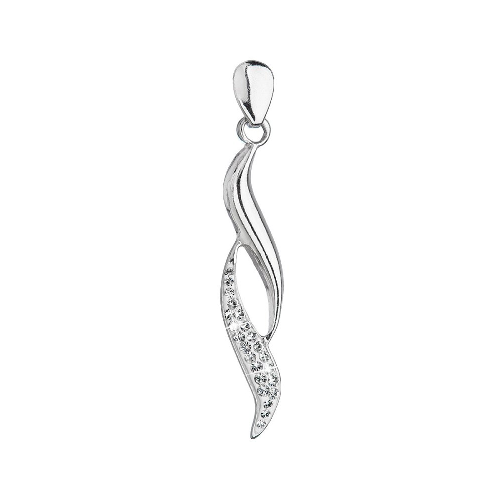 Stříbrný přívěsek se Swarovski krystaly bílá vlnka 34256.1 Krystal