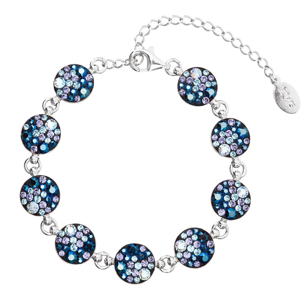 Levně Stříbrný náramek se Swarovski krystaly modrý 33048.3 Blue Style