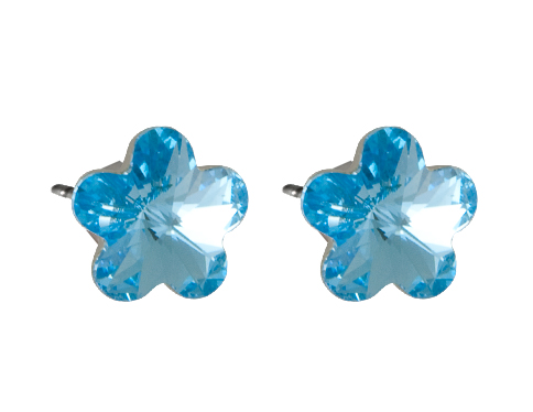 Náušnice se Swarovski Elements tvar květinka 10mm, pecky, světle modré, 713856-aqua